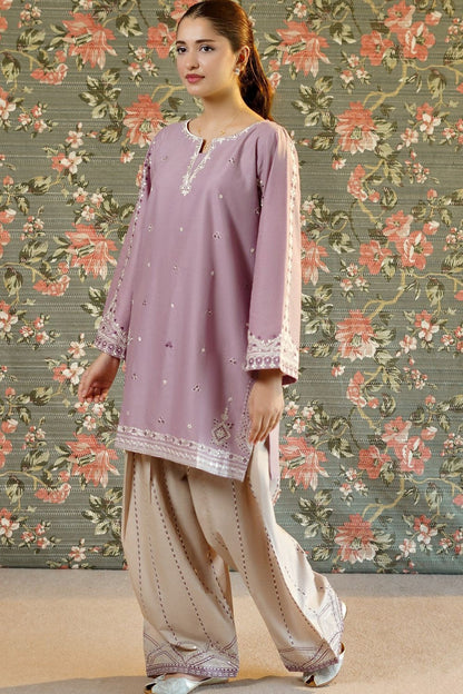 Lilac Embroidered Lawn Farshi Shalwar Kurta Set Online in Dubai UAE Abudhabi Ajman Sharjah