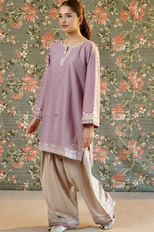 Lilac Embroidered Lawn Farshi Shalwar Kurta Set Online in Dubai UAE Abudhabi Ajman Sharjah