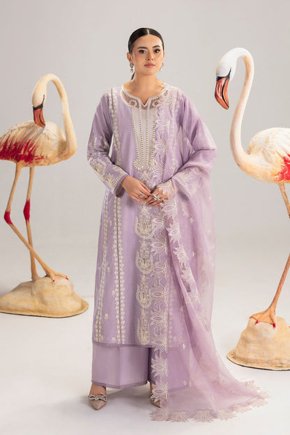 Lilac Embroidered Lawn Straight Kurta with Plazzo Online in Dubai UAE Abudhabi Ajman Sharjah