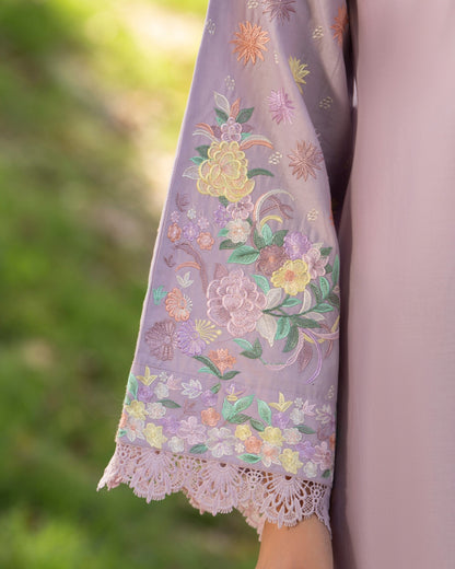 Lilac Embroidered Long Shirt Dupatta Trouser Online in Dubai UAE Abudhabi Ajman Sharjah