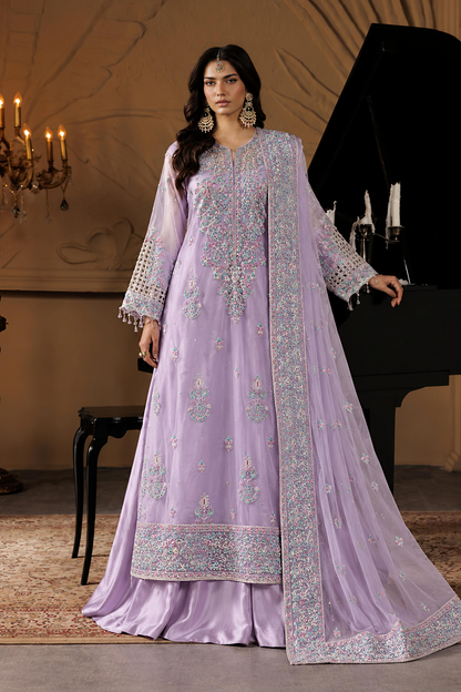 Lilac Embroidered Net Sharara Online in Dubai UAE Abudhabi Ajman Sharjah