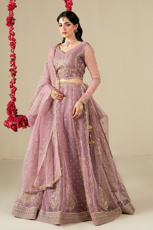 Lilac Embroidered Organza Lehenga Choli Online in Dubai UAE Abudhabi Ajman Sharjah