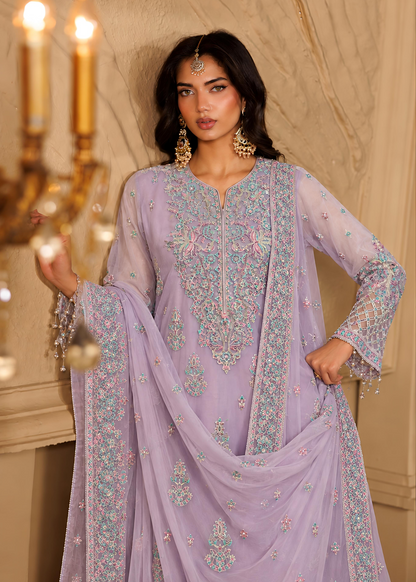 Lilac Embroidered Sharara Set Online in KSA Riyadh Saudi Arabia Oman Bahrain Qatar