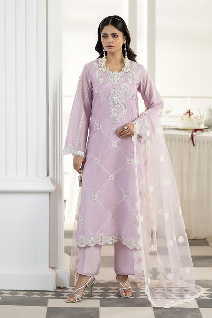 Lilac Embroidered Silk Festive Suit Online in Dubai UAE Abudhabi Ajman Sharjah