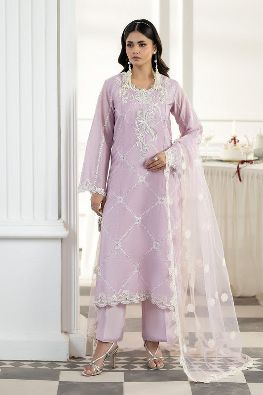 Lilac Embroidered Silk Festive Suit Online in Dubai UAE Abudhabi Ajman Sharjah