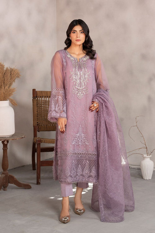 Lilac Hand Embellished Organza Salwar Kameez Online in Dubai UAE Abudhabi Ajman Sharjah