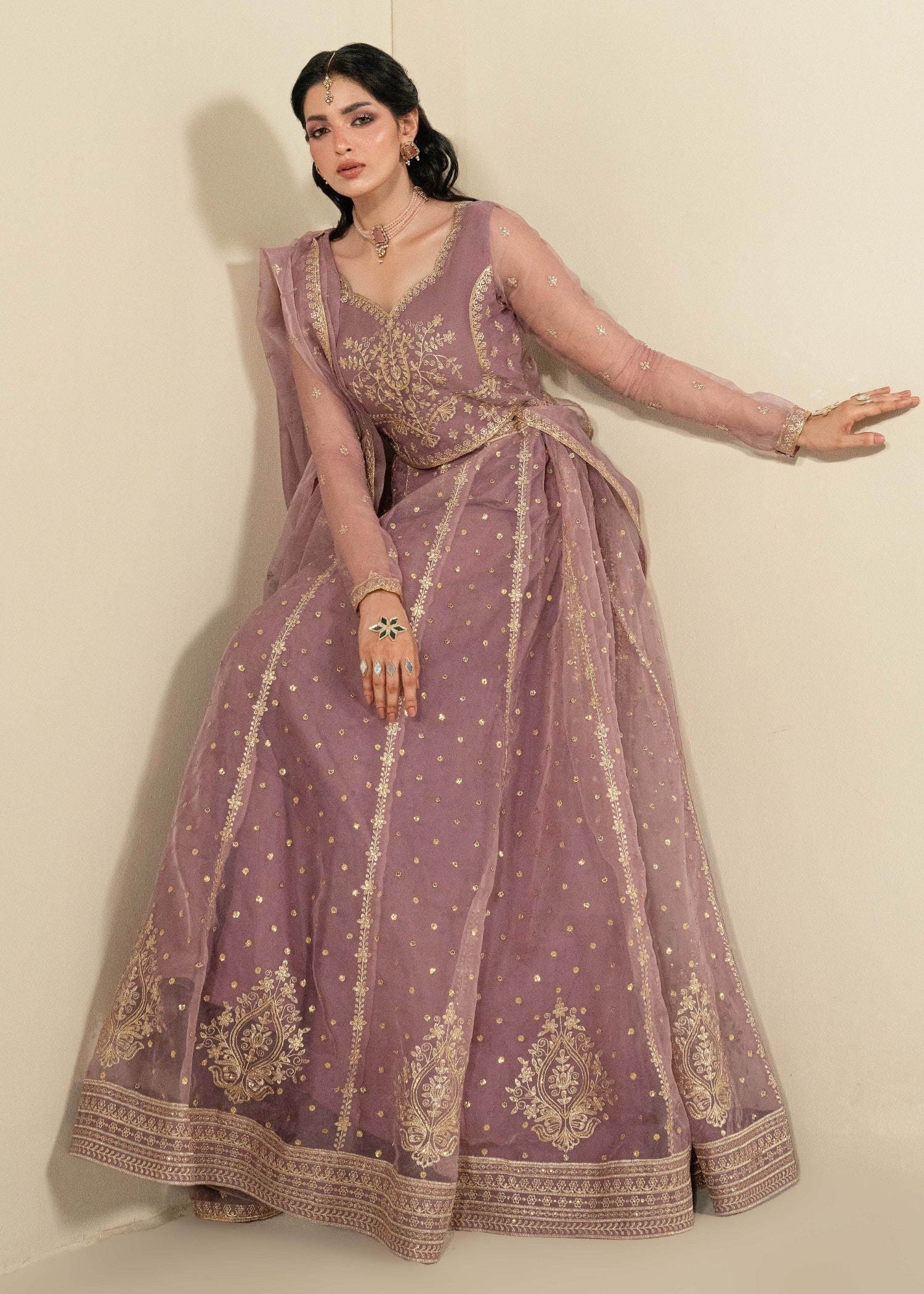 Lilac Organza Lehenga with Dupatta Online in UK USA Canada