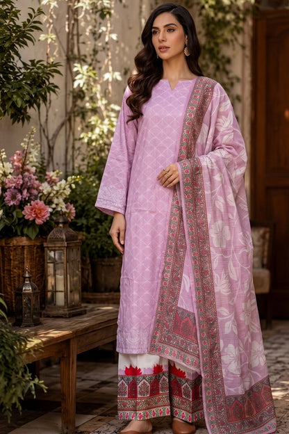 Lilac Printed Poly Lawn Pakistani Suit Online in Dubai UAE Abudhabi Ajman Sharjah