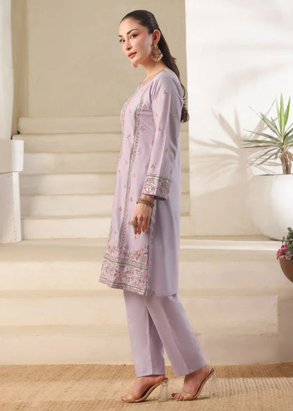 Lilac Straight Cut Embroidered Lawn Kurta Set Online in Dubai UAE Abudhabi Ajman Sharjah