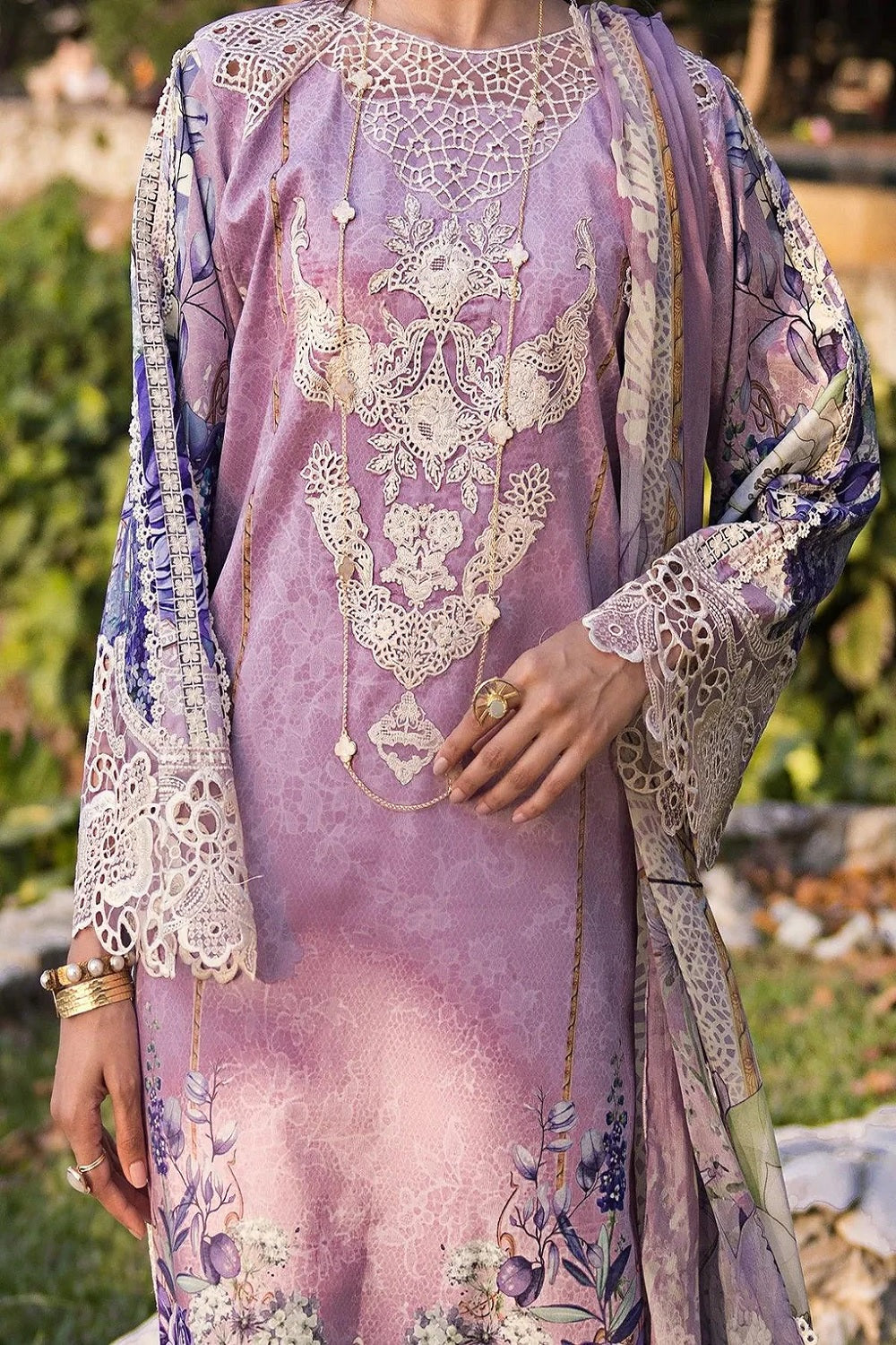 Lilac Lawn Suit with Chiffon Dupatta