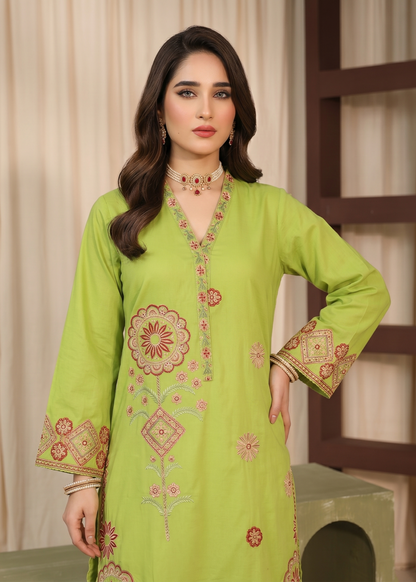 Lime Green Lawn Festive Suit Online in Sri Lanka India Australia