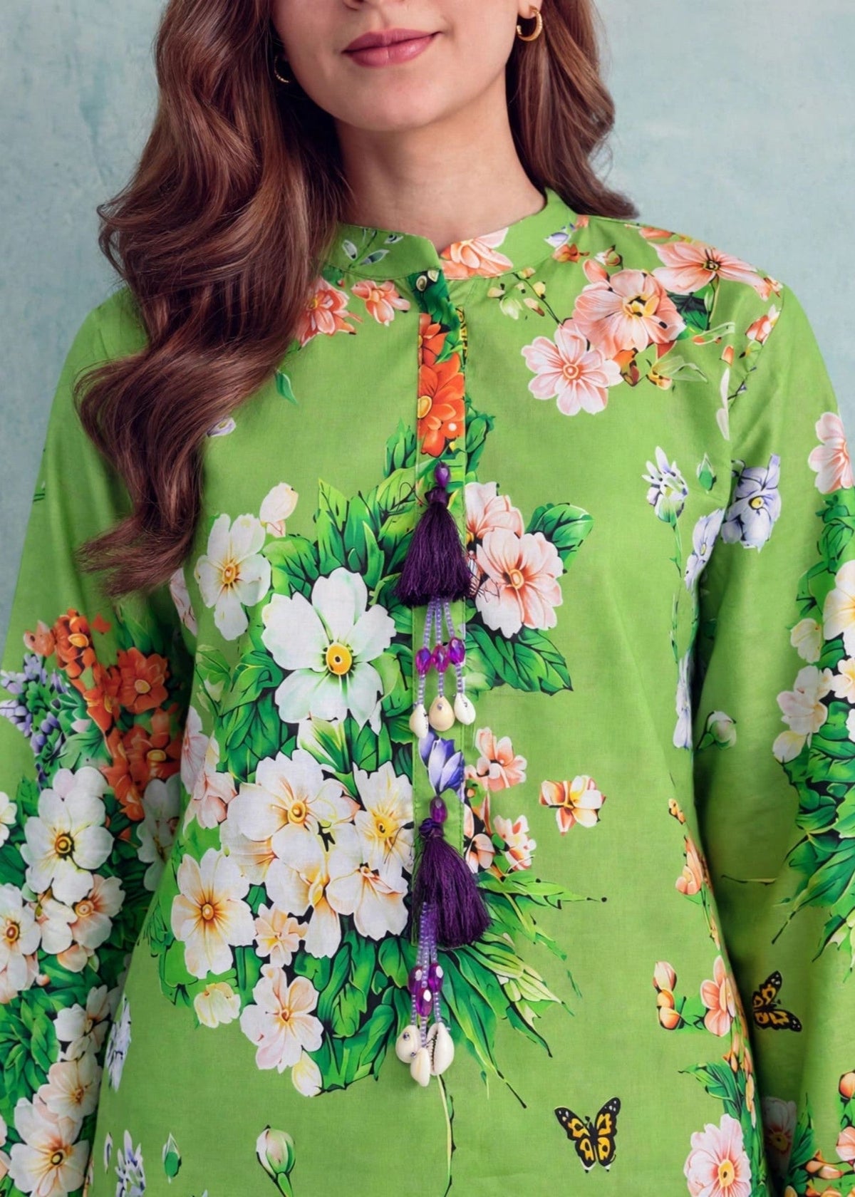 Lime Green Printed Cotton Kurta Pajama Online in UK USA Canada