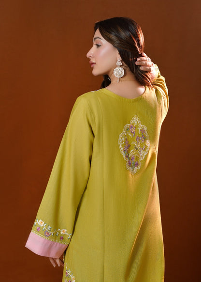 Lime Green Straight Kurta and Trouser Set Online in UK USA Canada