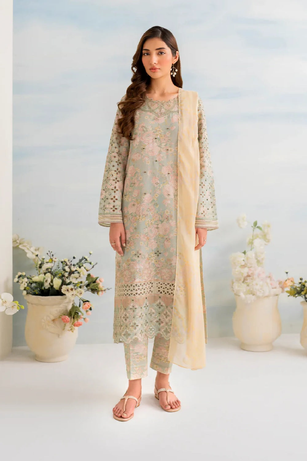 Chikankari  Lawn Suit with Chiffon Dupatta