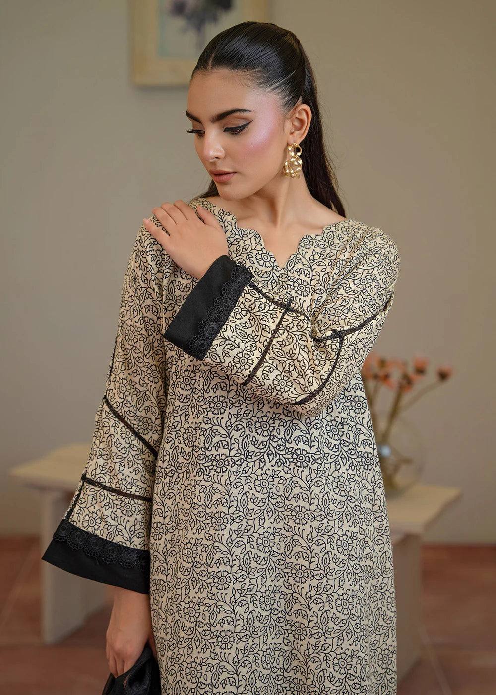 Long Cotton Kurta Set with Dupatta