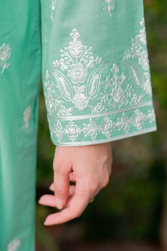 Mint Lawn Embroidered Kurta with Straight Pants