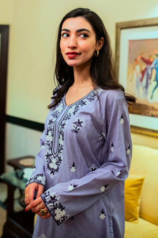 Embroidered Kurta with Straight Pants