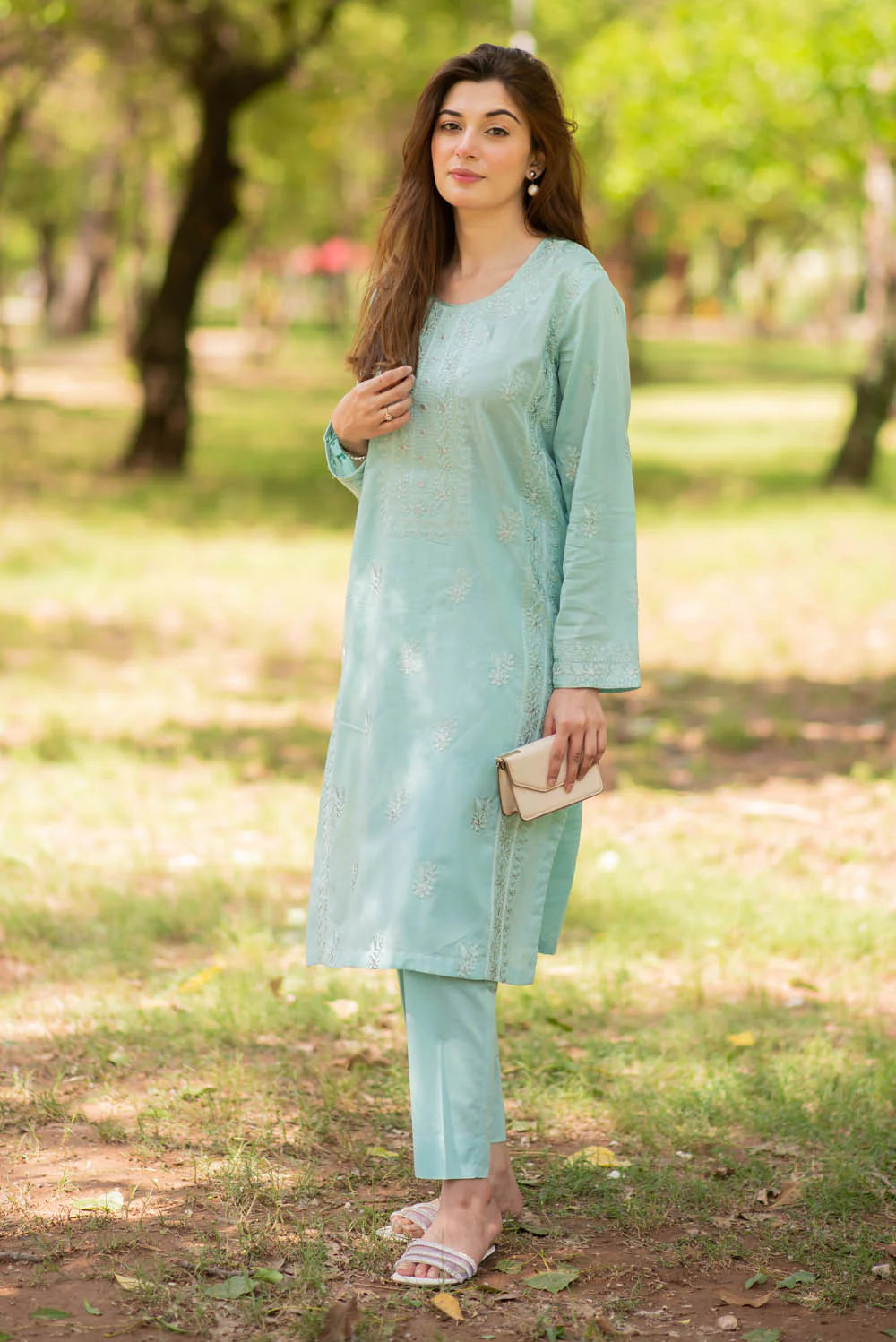 Embroidered Kurta with Straight Pants