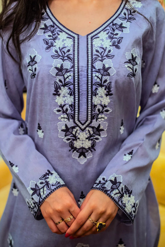 Embroidered Kurta with Straight Pants