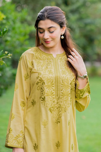 Embroidered Kurta with Straight Pants