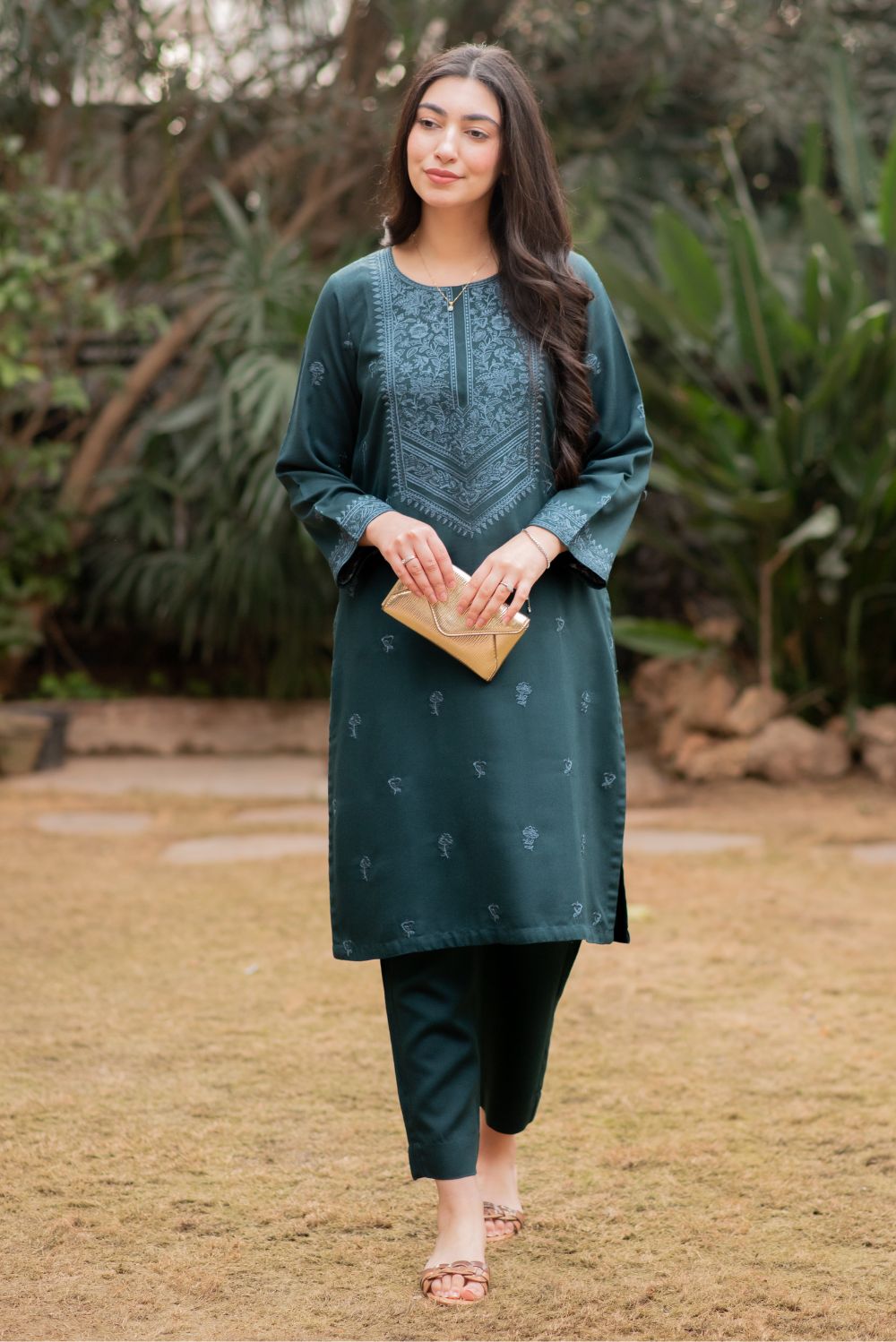 Embroidered Kurta with Trousers