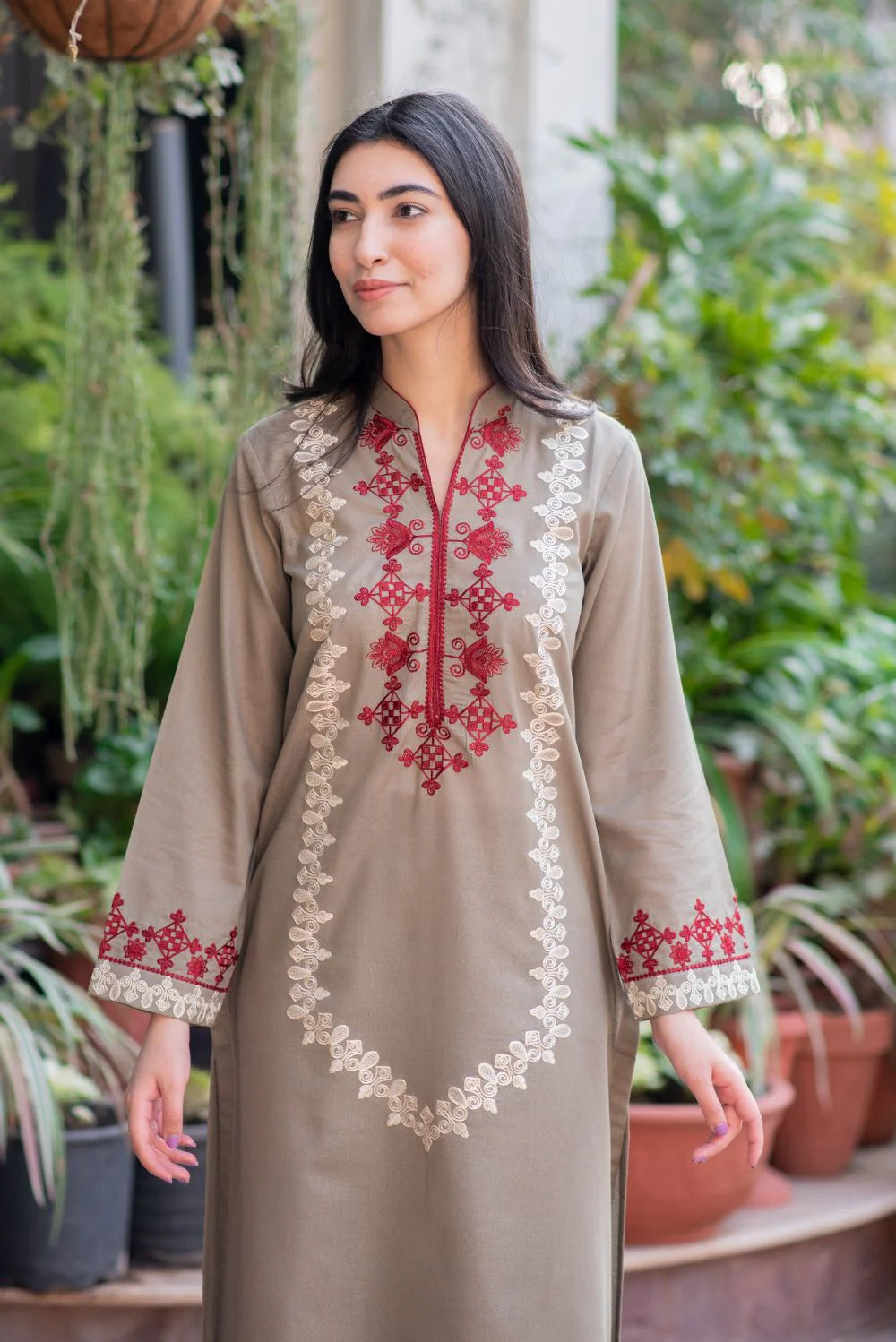 Embroidered Kurta with Straight Pants