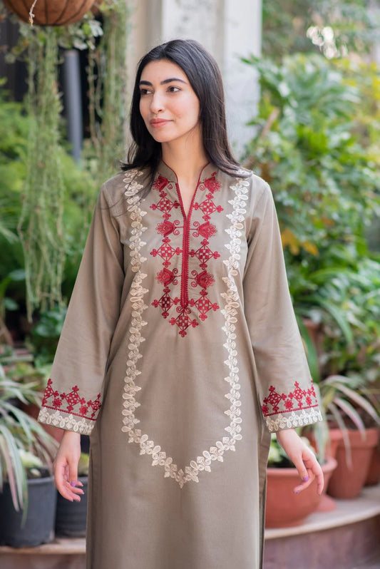 Embroidered Kurta with Straight Pants