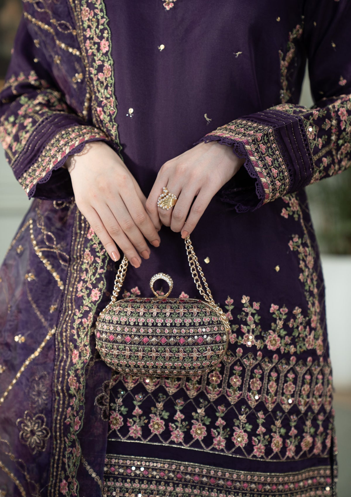 Luxury Embroidered Violet Gharara Suit Online in Sri Lanka India Australia