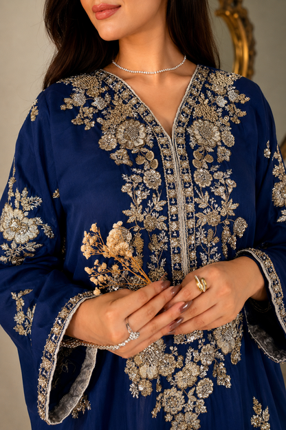 Luxury Hand Embellished Viscose Silk Kaftan Online in KSA Riyadh Saudi Arabia Oman Bahrain Qatar