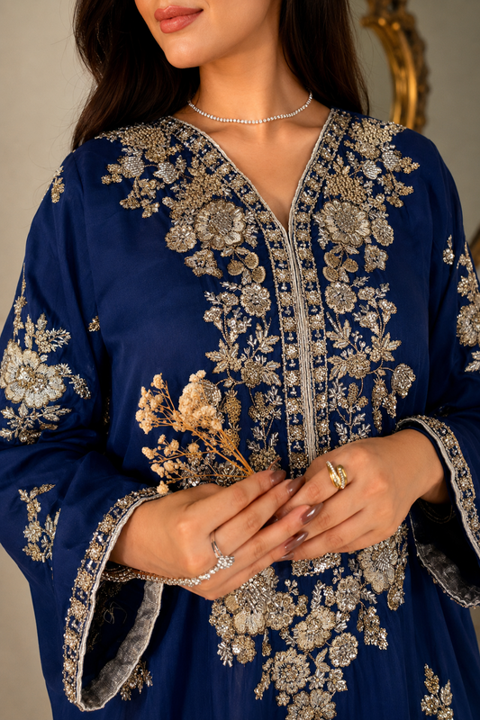 Luxury Hand Embellished Viscose Silk Kaftan Online in KSA Riyadh Saudi Arabia Oman Bahrain Qatar