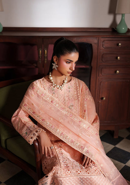 Luxury Peach Pink Organza Festive Suit Online in Sri Lanka India Australia