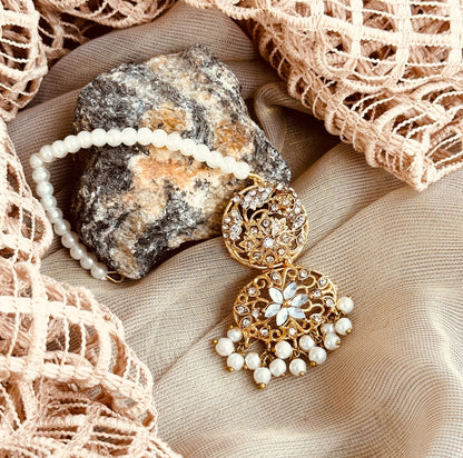 Luxury White Gold Plated Wedding Earrings Tikka Online in UK USA Canada
