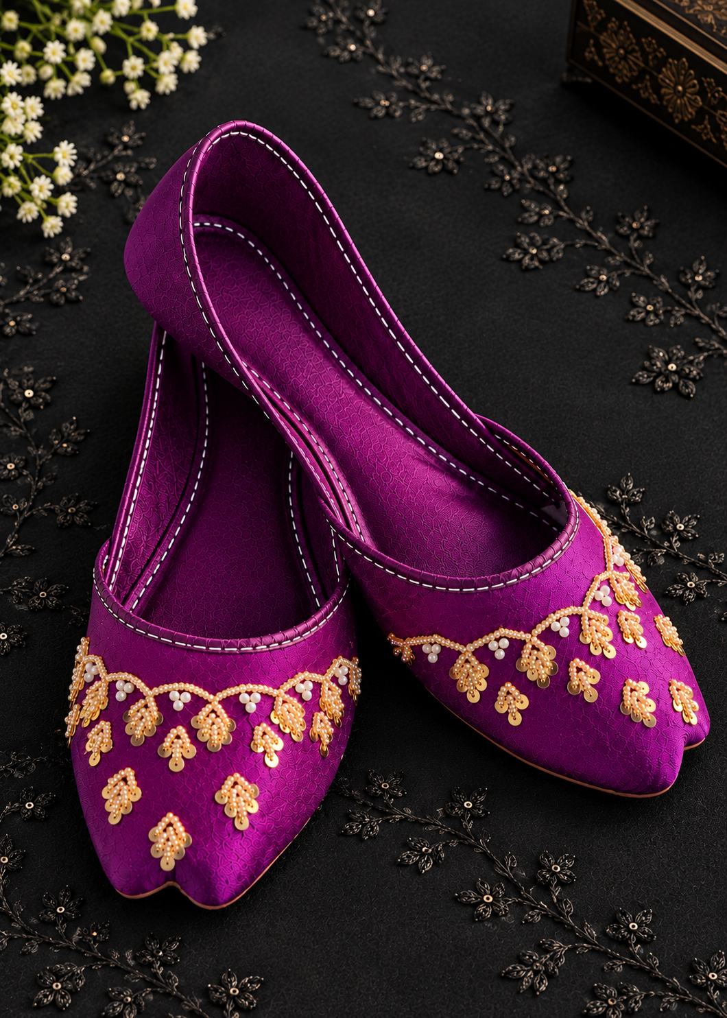 Magenta Haze Pearl Embellished Khussa Online in Dubai DXB UAE Abudhabi Meena Bazaar