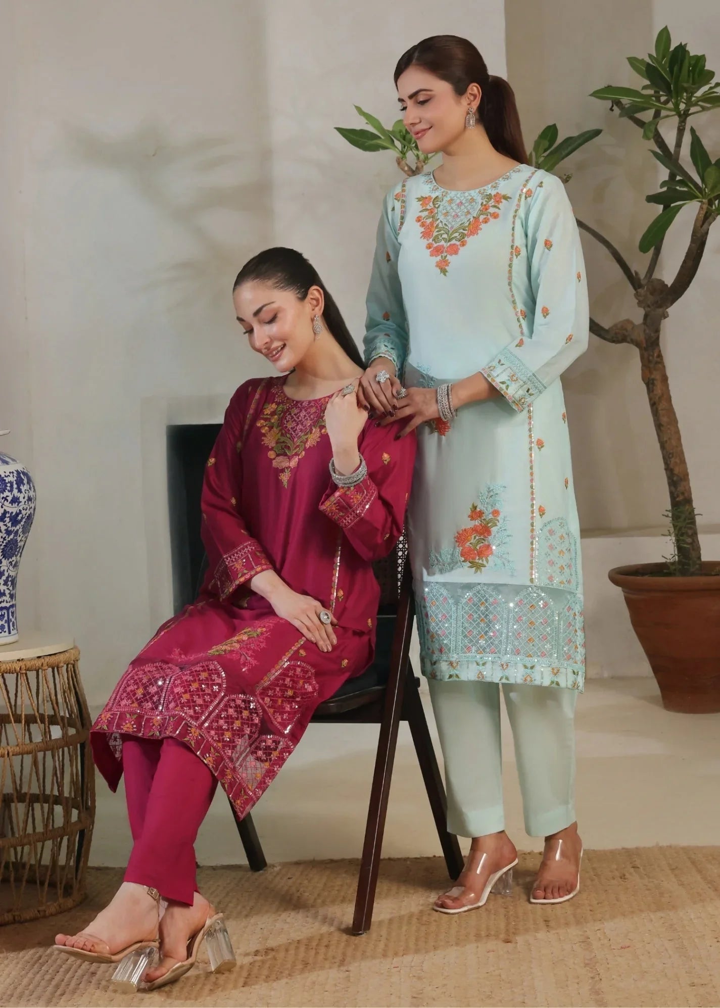 Magenta Slim Fit Kurta Set for Summer Online in Dubai UAE Abudhabi Ajman Sharjah