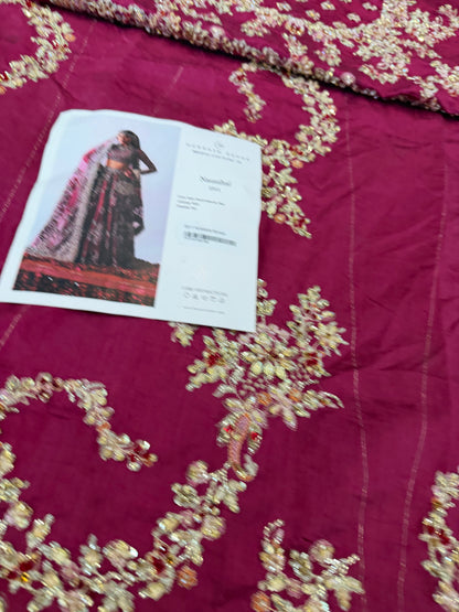 Magenta Zardozi Chiffon Lehenga Choli with Organza Dupatta Online in Dubai DXB UAE Abudhabi Meena Bazaar
