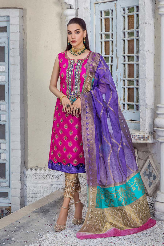 Hand Embroidered Pure Silk Jamawar Suit