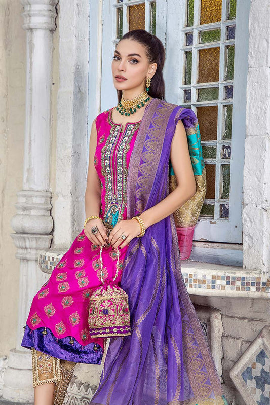 Hand Embroidered Pure Silk Jamawar Suit