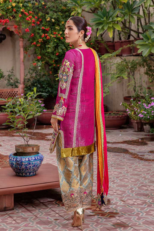 Magenta Readymade Pure Jamawar Suit
