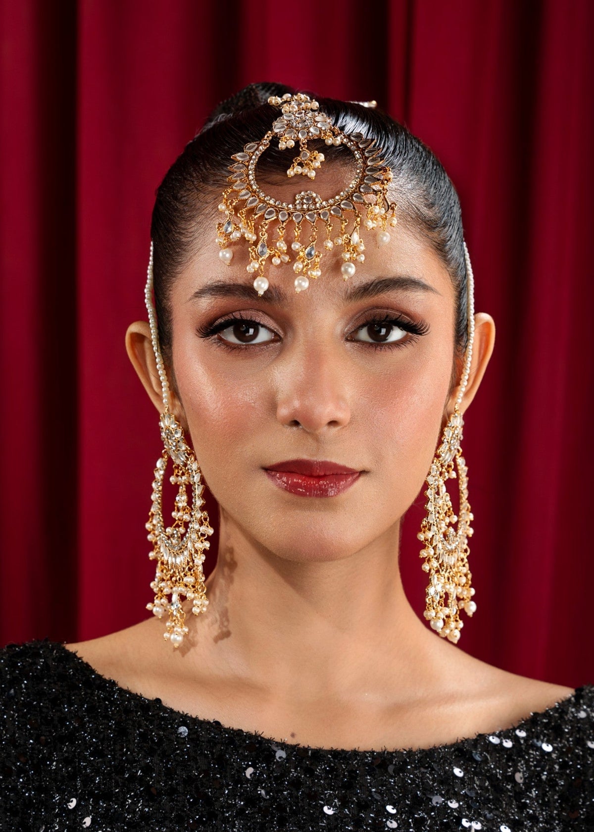 Mahira Regal Gold Plated Jewellery Set for Reception Online in Dubai DXB UAE Abudhabi Meena Bazaar