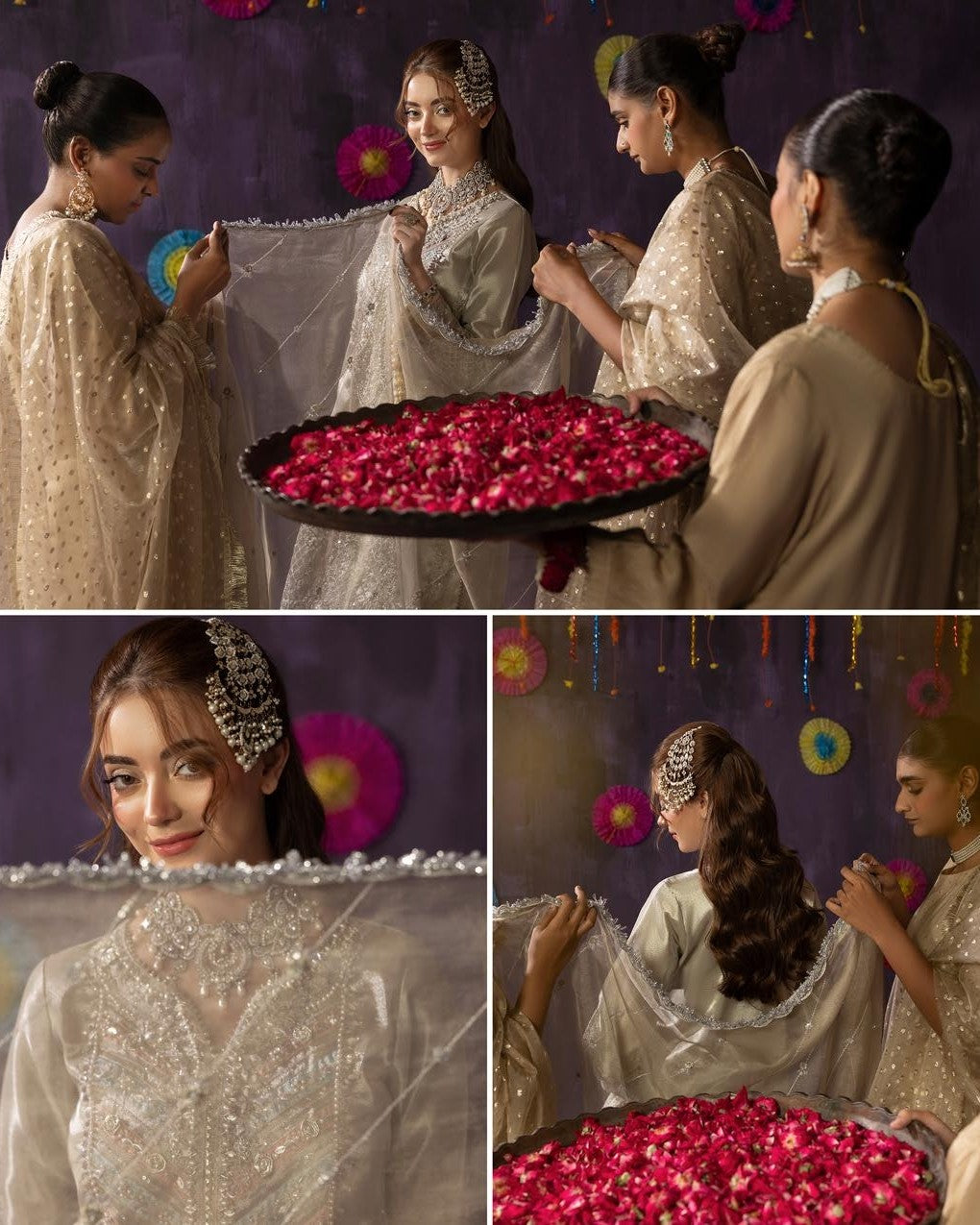 Maisori Embroidered Dupatta with Silver Gharara Online in Sri Lanka India Australia