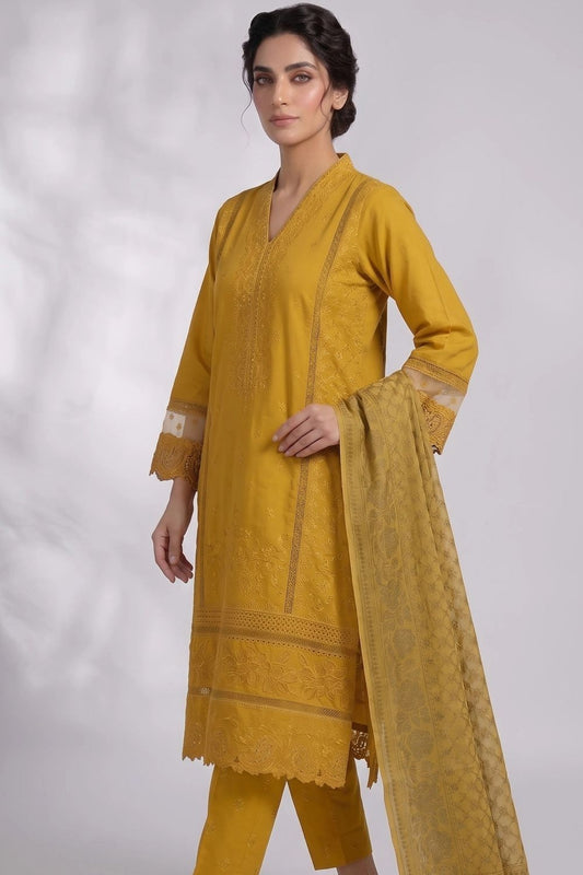 Mari Gold Embroidered Lawn Straight Kurta Suit Online in Dubai UAE Abudhabi Ajman Sharjah