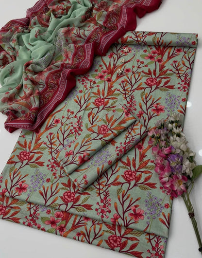 Maria B Replica Pistachio Lawn Salwar Suit Online in KSA Riyadh Saudi Arabia Oman Bahrain Qatar