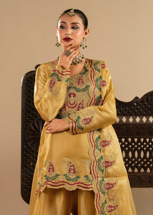 Marigold Tissue Silk Gharara Set Online in Sri Lanka India Australia