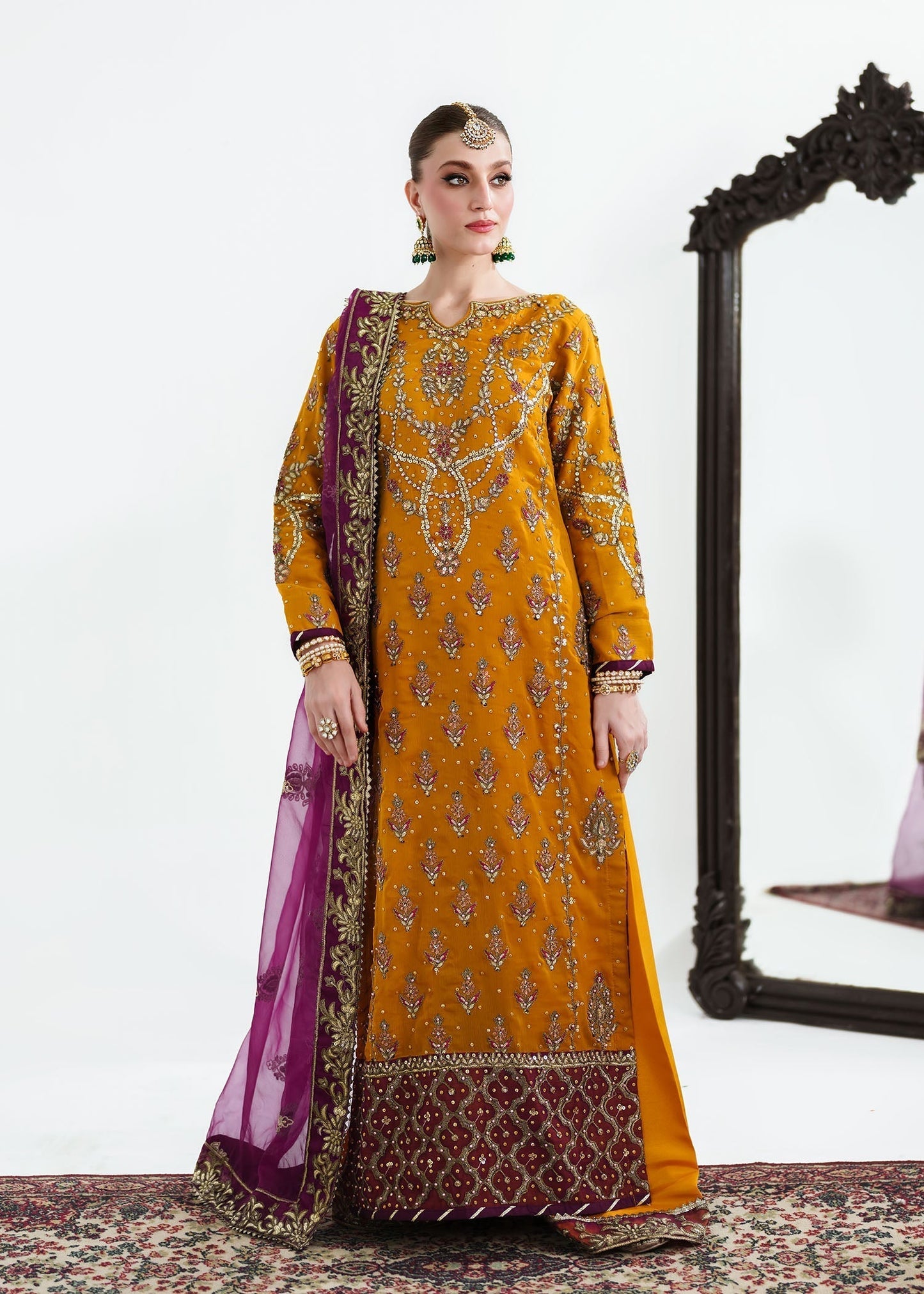 Marigold Yellow Chiffon Straight Kurta with Dupatta Online in Sri Lanka India Australia
