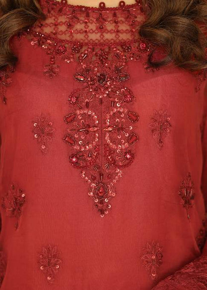 Maroon Adda Work Organza Three Piece Suit Online in Sri Lanka India Australia