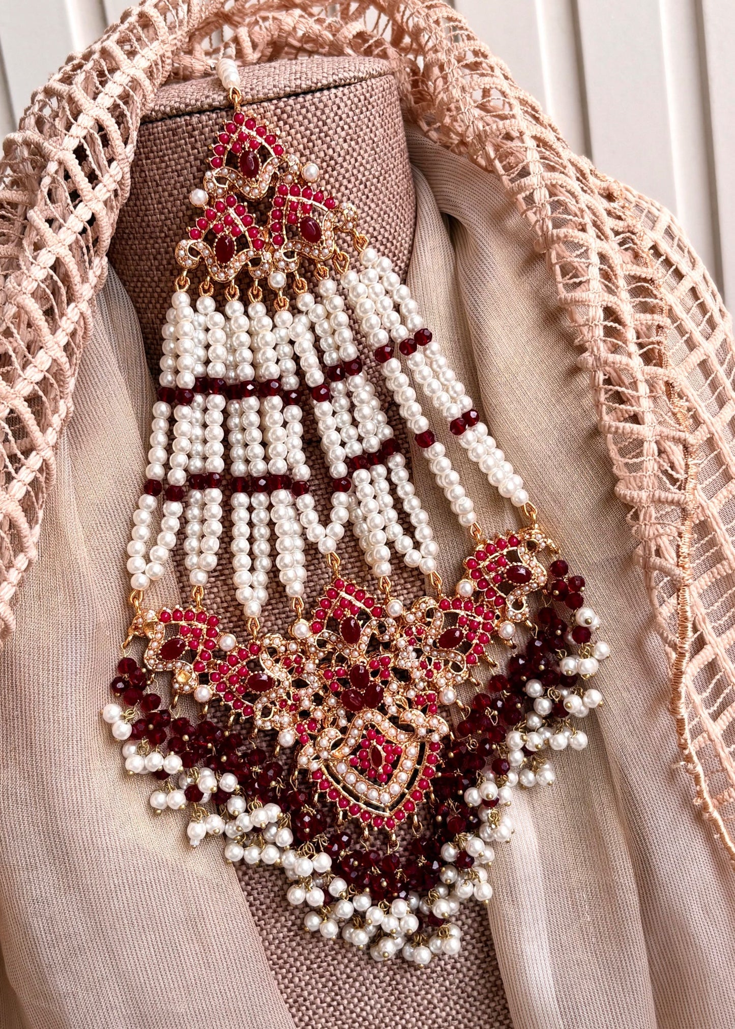 Maroon Bridal Accessories Set Online in Sri Lanka India Australia