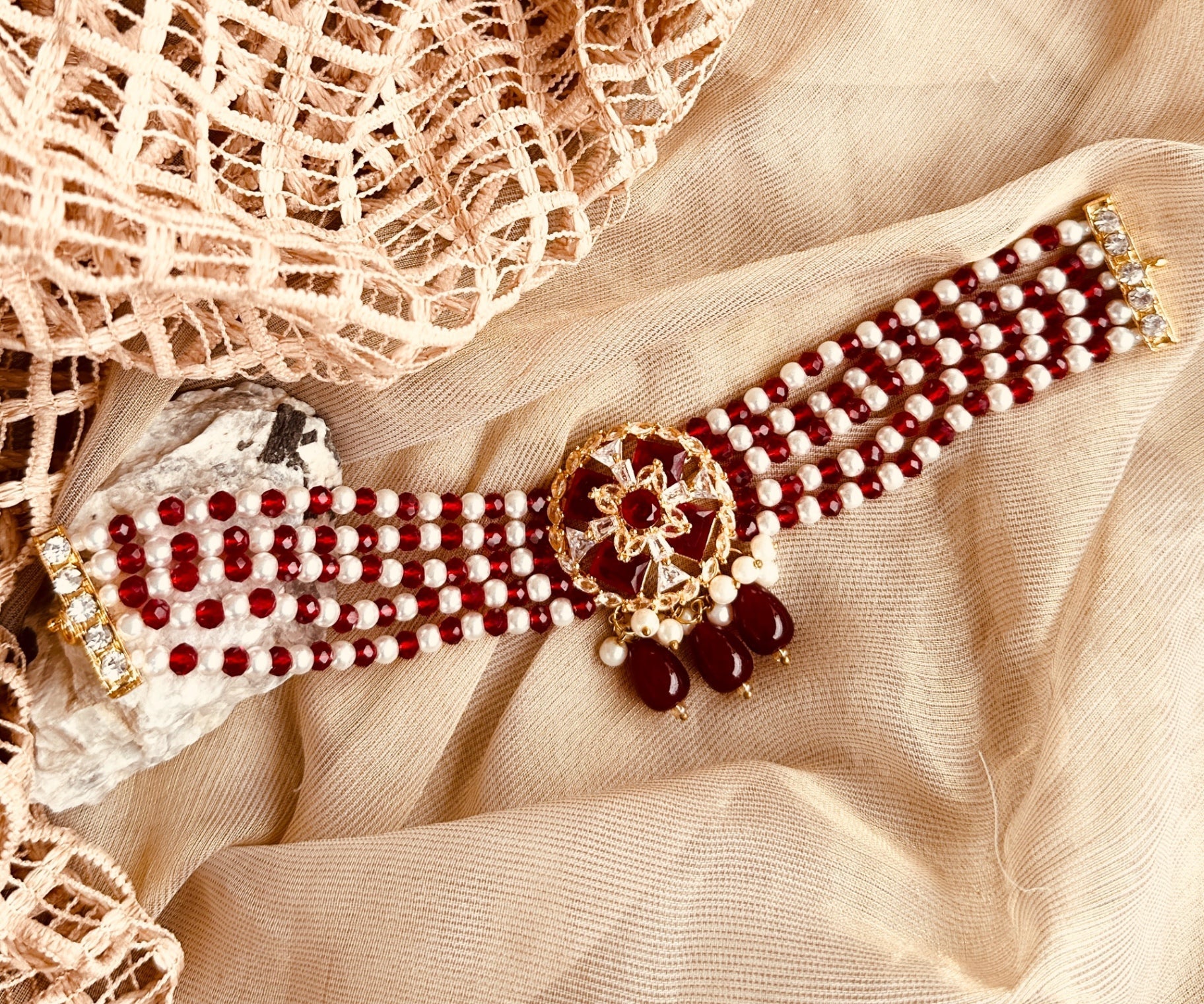 Maroon Bridal Choker Jewellery Set Online in UK USA Canada