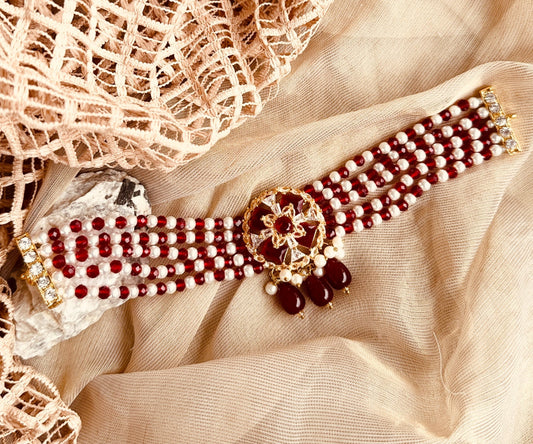 Maroon Bridal Choker Jewellery Set Online in UK USA Canada
