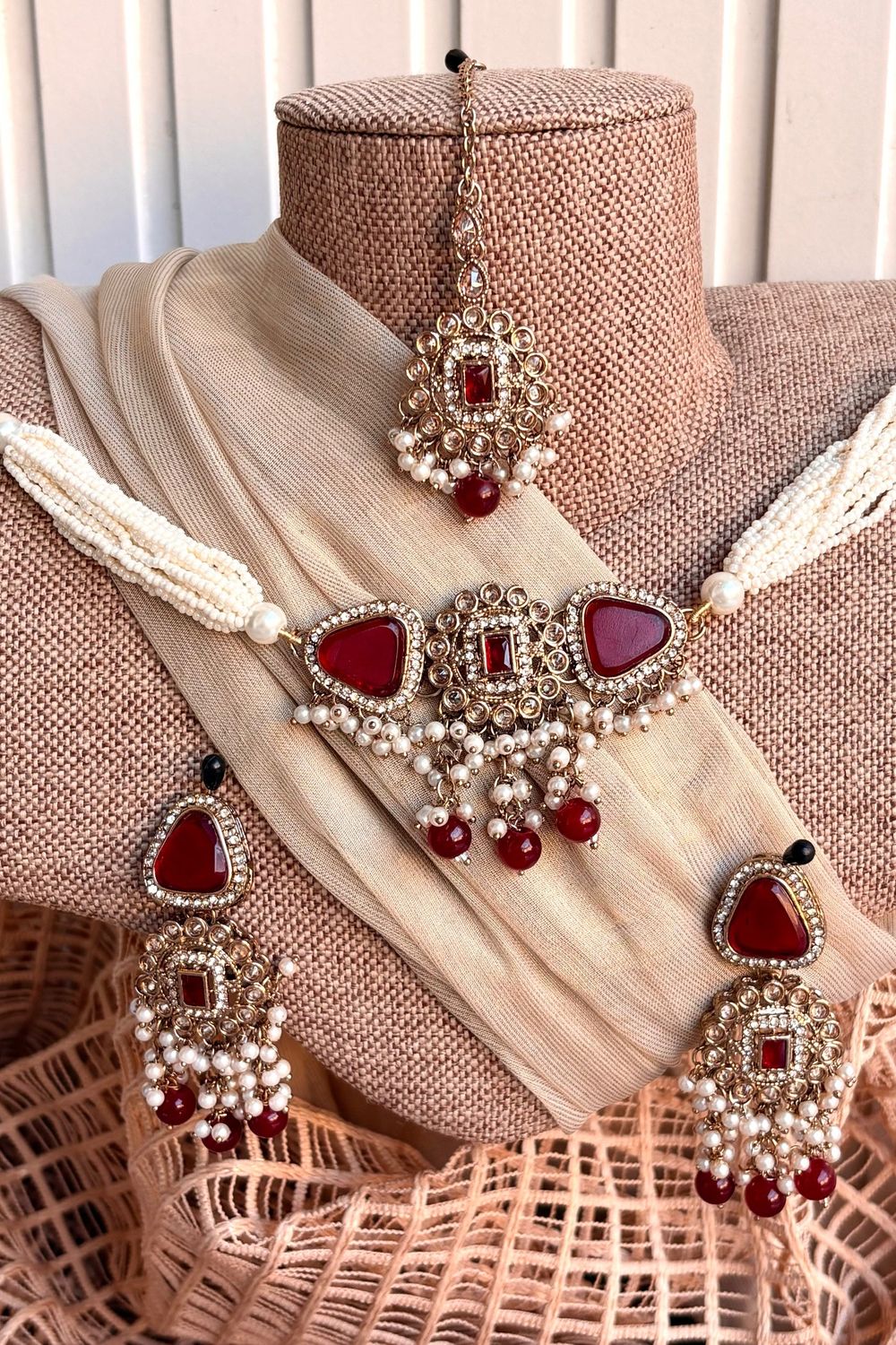 Maroon Bridal Choker Set Online in Dubai UAE Abudhabi Ajman Sharjah