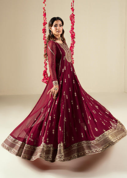 Maroon Chiffon Embroidered Partywear Salwar Kameez Online in Dubai UAE Abudhabi Ajman Sharjah